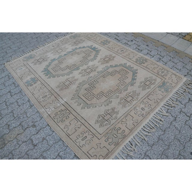 Textile Anatolian Wool Vintage Turkish Carpet For Sale - Image 7 of 11