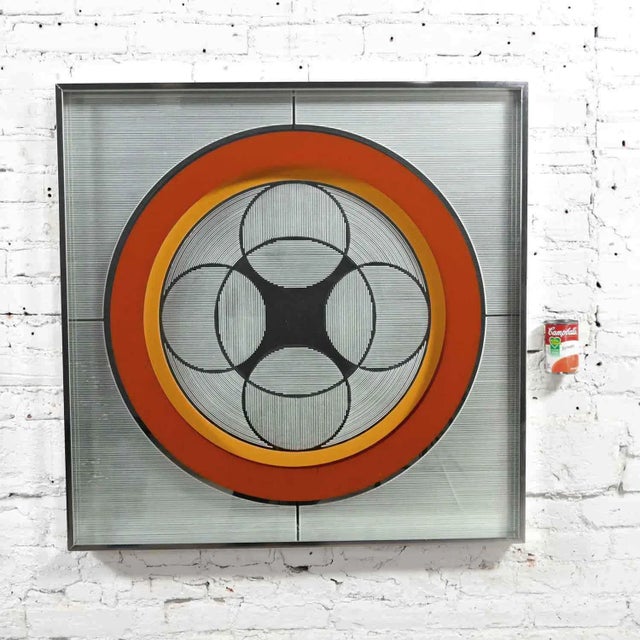 Metal Vintage Modern Mod Op Art or Pop Art Mirror by Greg Copeland Style #1034 For Sale - Image 7 of 13