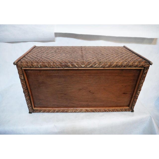 1990s 1990s Large Herringbone Woven Rattan Chest For Sale - Image 5 of 13