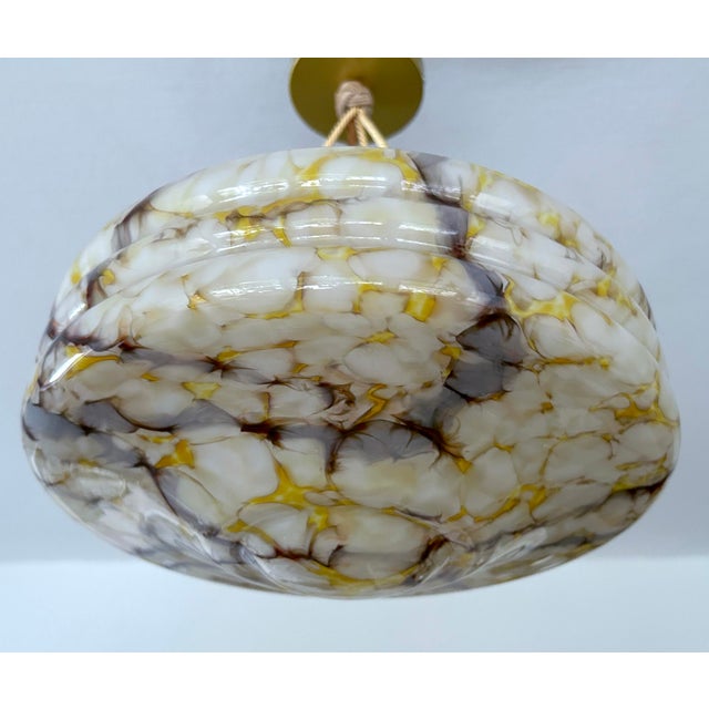 Modern Art Deco Pendant Light in Amber Marble Glass, 1930s For Sale - Image 3 of 18