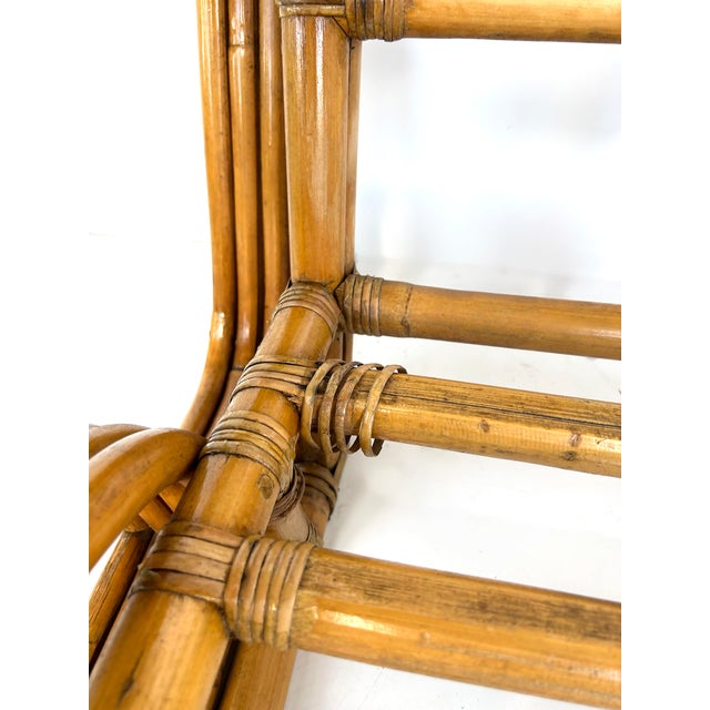 Vintage Paul Frankl Style Bent 4-Strand Rattan Club Chair With New Cushions For Sale - Image 12 of 12