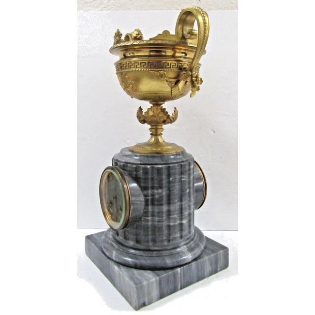 French French Empire Gilt Bronze Brûle-Parfum Onyx Columnar Mantle Clock, Early 19th C. For Sale - Image 3 of 16