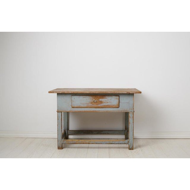 Swedish Folk Art Baroque Style Blue Painted Table For Sale - Image 3 of 12