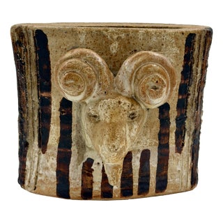 Brutalist Sculptural Rams Head Vase, 1960s For Sale