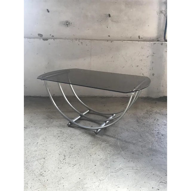 Silver Italian Bauhaus Style Coffee Table in Smoked Glass, 1960s For Sale - Image 8 of 8