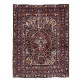 1970s Vintage Handmade Wool Cotton Burgundy Area Rug For Sale