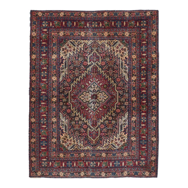 1970s Vintage Handmade Wool Cotton Burgundy Area Rug For Sale
