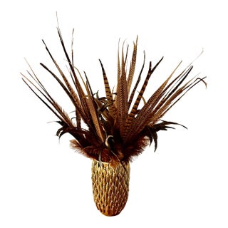Pheasant Feather Decorative Vase For Sale