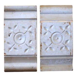 Pair of Antique Architectural Salvage Sky Blue Plinth Blocks For Sale