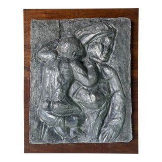70's Mid-Century Mother & Child Wall Art Sculpture For Sale