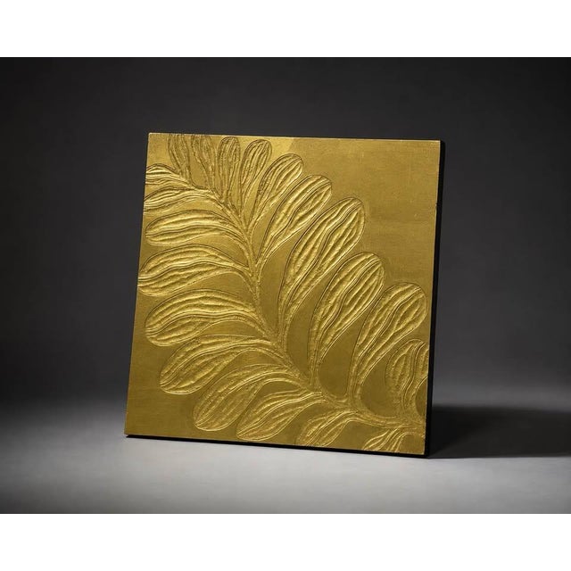 Metallic Gold Botanical Relief Wall Plaque For Sale - Image 4 of 6
