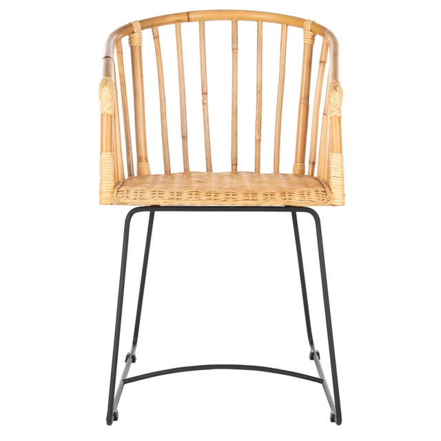 Rattan Barrel Dining Chair in Natural & Black For Sale - Image 11 of 11