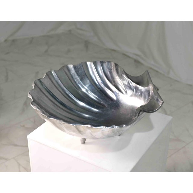Coastal Polished Aluminum Decorative Clamshell Bowl Catchall For Sale - Image 11 of 13