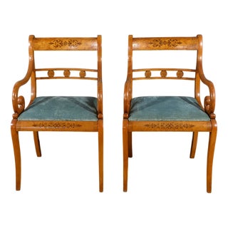 Set of Speckled Maple Armchairs, 1950s For Sale