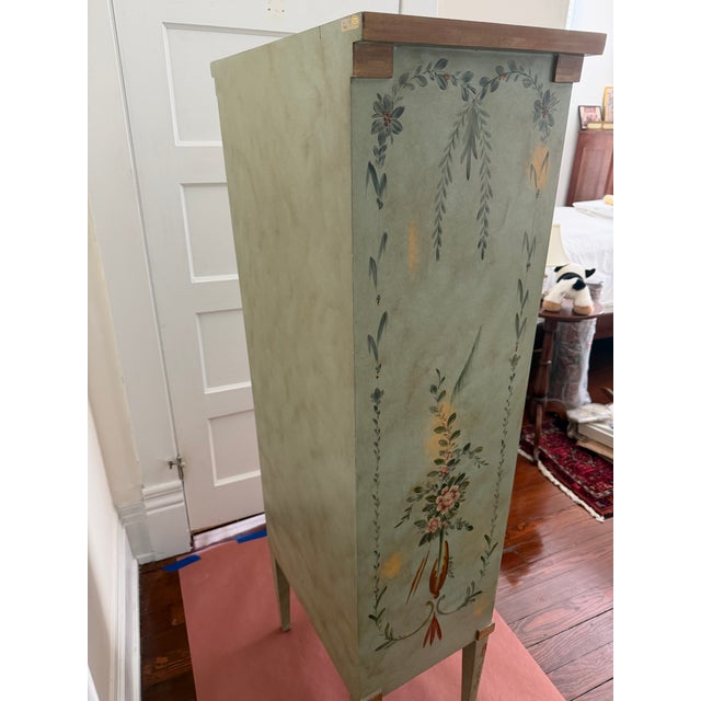 Traditional Late 20th Century Green Painted Tall Cabinet.with Four Drawers For Sale - Image 3 of 11