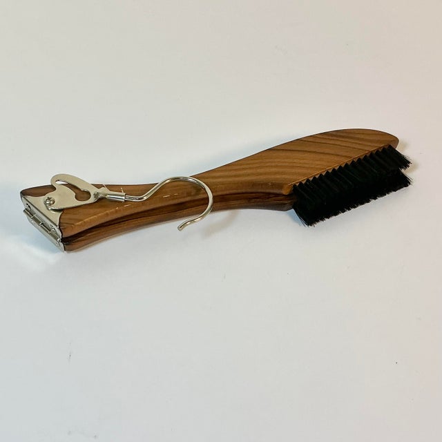 Mid-Century Boho Chic Folding Travel Wood Hanger With Lint Brushes. For Sale - Image 10 of 14