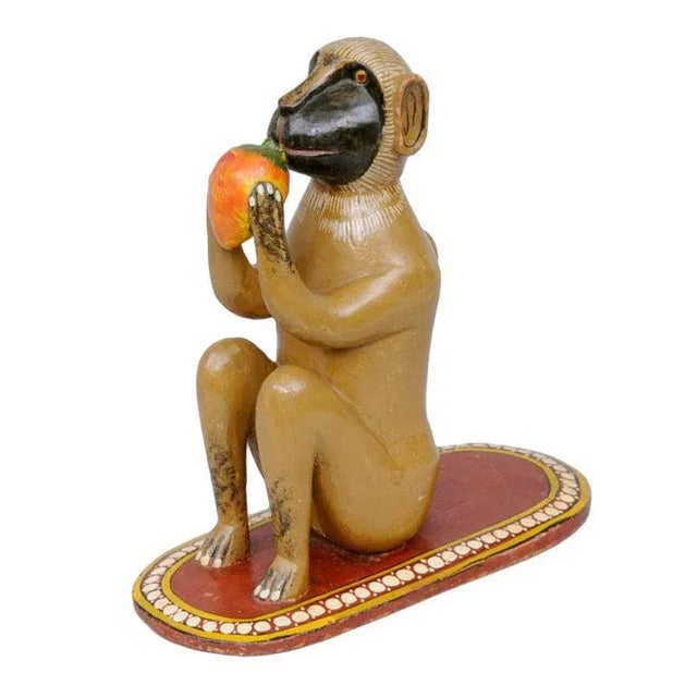 Wood Indian Polychromed Monkey For Sale - Image 7 of 7