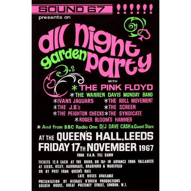 Pink Floyd Original Vintage UK Concert Poster, Queen's Hall, Leeds, 1967 For Sale - Image 4 of 4