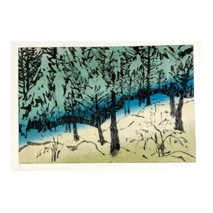 Katharine McCabe Forest in the Snow Color Etching