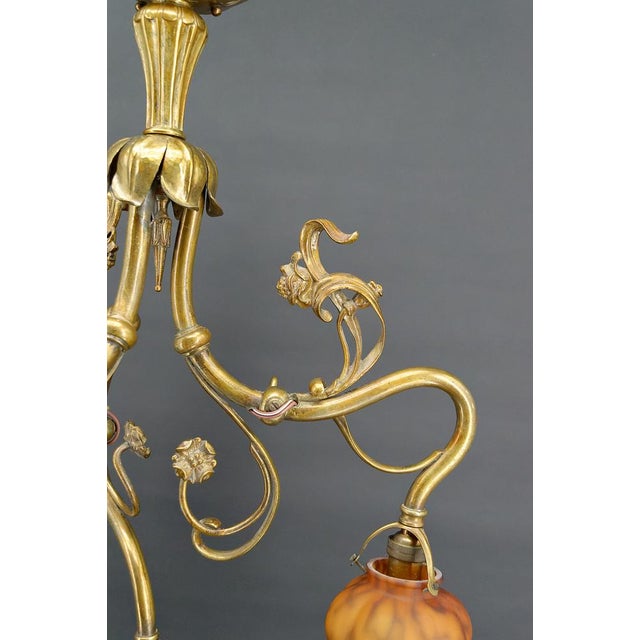 Art Nouveau Chandelier in Gilt Bronze, 1890 For Sale - Image 12 of 18