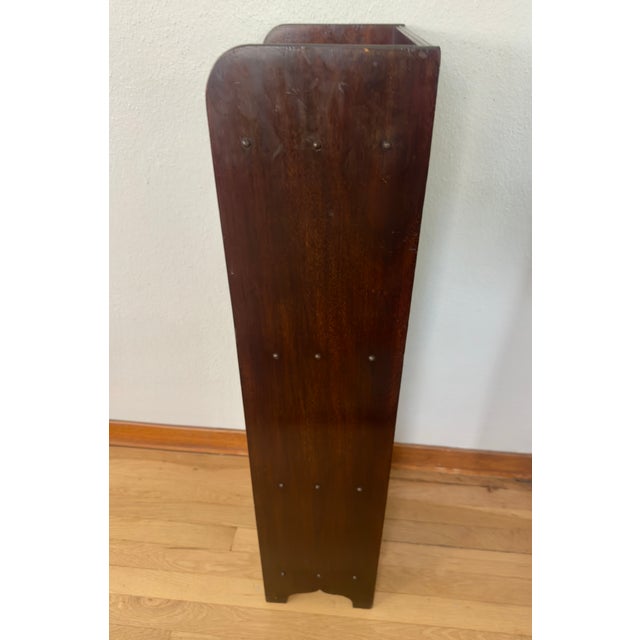 Antique Edwardian Arts & Crafts Narrow Glazed Bookcase C. 1910 For Sale - Image 9 of 18