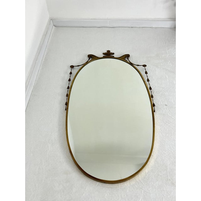 Vintage Italian Brass Wall Mirror, 1960s For Sale - Image 9 of 11
