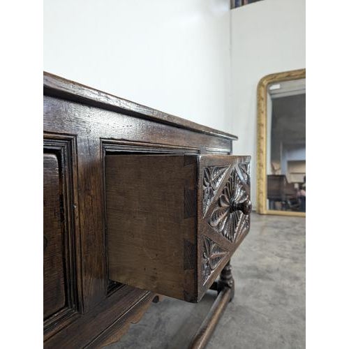 Rustic Carved Oak Serving Cart For Sale - Image 6 of 9
