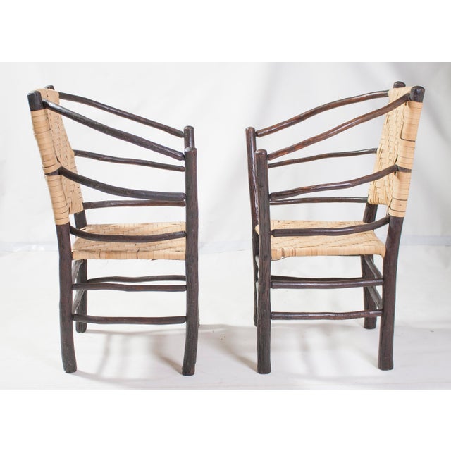 Rustic Pair Vintage Old Hickory Barrel Chair Style Andrew Jackson For Sale - Image 3 of 18