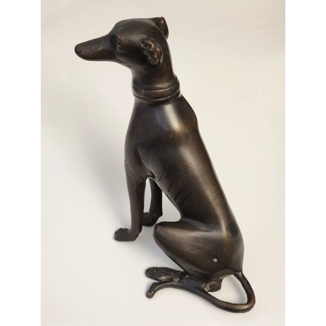 Late 20th Century Bronze Italian Greyhound Whippet Pinscher Dog Statue Figurine For Sale - Image 9 of 13