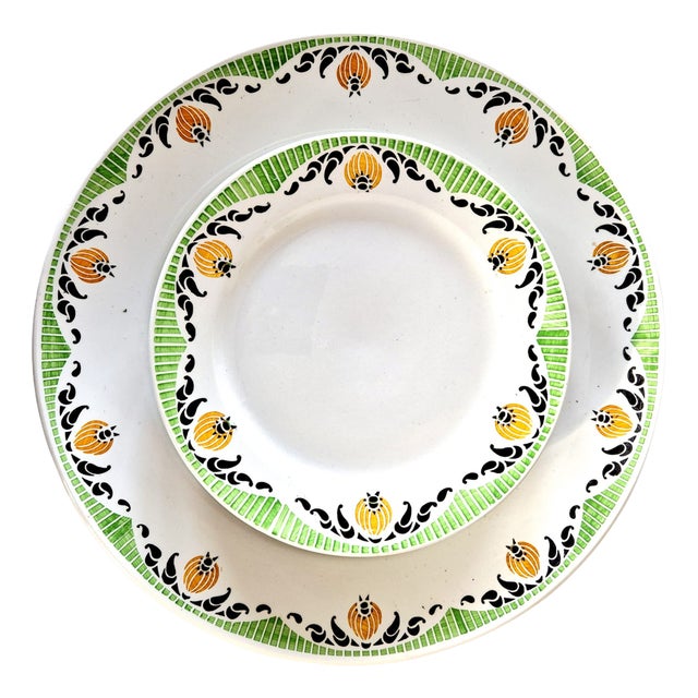 French Art Deco Maroussia Dessert Set from Sarreguemines, 1930s, Set of 8 For Sale