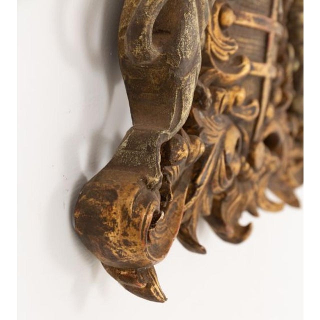 Giltwood Coat of Arms with Carved Heraldic Shield, 1890s For Sale - Image 5 of 7