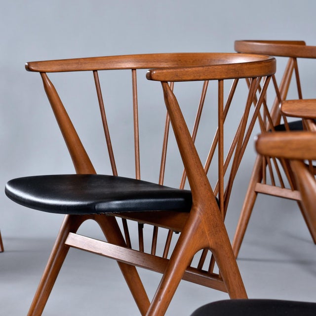 10 Spindle Back Ox Bow Solid Teak Danish Dining Chairs No. 8 by Helge Sibast For Sale - Image 10 of 14