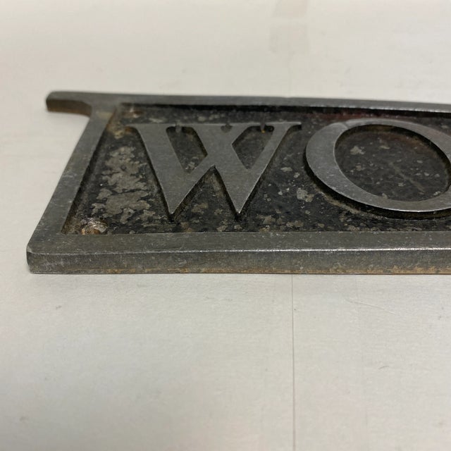 Vintage 1941 Cast Aluminum Women Door Plaque For Sale In Sacramento - Image 6 of 13