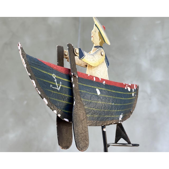 Vintage Folk Art Nautical Metal Toy Sailor Pendulum Sculpture, 1950s For Sale - Image 4 of 13