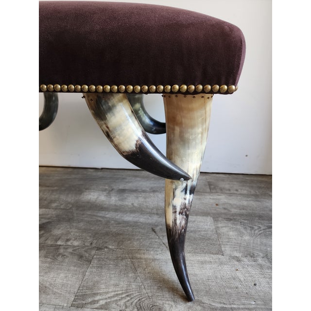 Mid 20th Century Hollywood Regency Steer Horn Bench/Ottoman - Manner of Anthony Redmile For Sale - Image 13 of 15