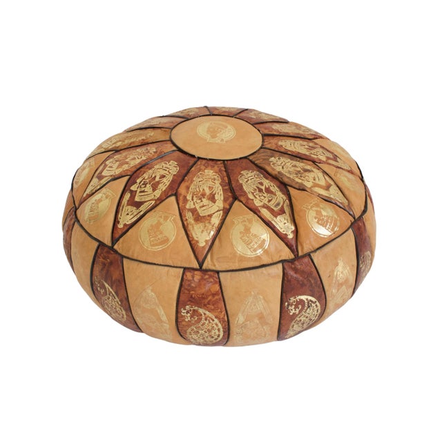 Animal Skin Egyptian Revival Leather Pouf For Sale - Image 7 of 7