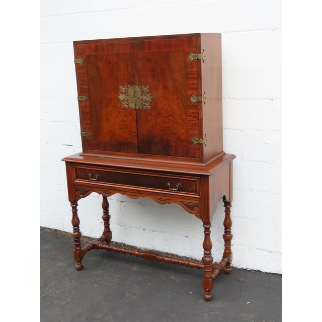 Chippendale Chippendale Early 1920s Tall China Cabinet Cupboard With Brass Accent 6453 For Sale - Image 3 of 18