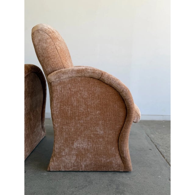 Vintage Curved Velvet Arm Dining Chairs - Set of Four For Sale - Image 15 of 18