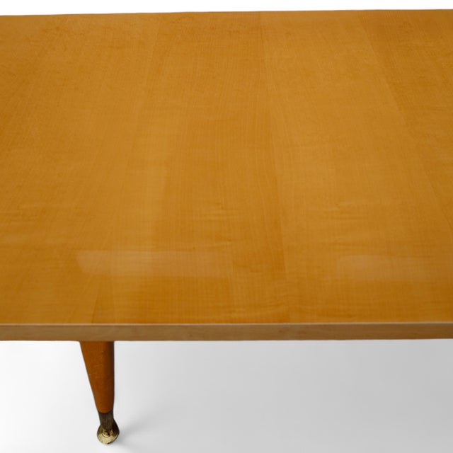 Mid-Century Modern Coffee Table in Maple Veneer and Beech with Brass Legs, Germany, 1960s For Sale - Image 9 of 10