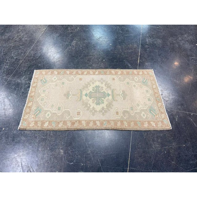 Turkish Turkish Mini Rug Oriental Hand Knotted Vintage Rug 1'7" x 2'11" #17090 For Sale - Image 3 of 8