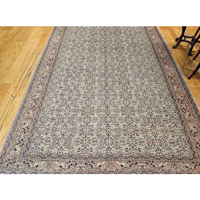 Turkish Vintage Turkish Hereke Room Size Rug, Hand-Woven Wool, Allover Pattern, 7' x 10' For Sale - Image 3 of 17