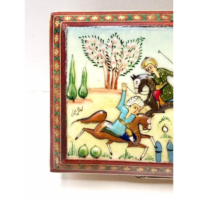 Wood Vintage Persian Khatam Handcrafted Inlaid Wooden Micro Jewelry Trinket Box For Sale - Image 7 of 12