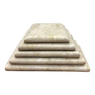 Vintage Tessellated Stone Stepped Lidded Box For Sale