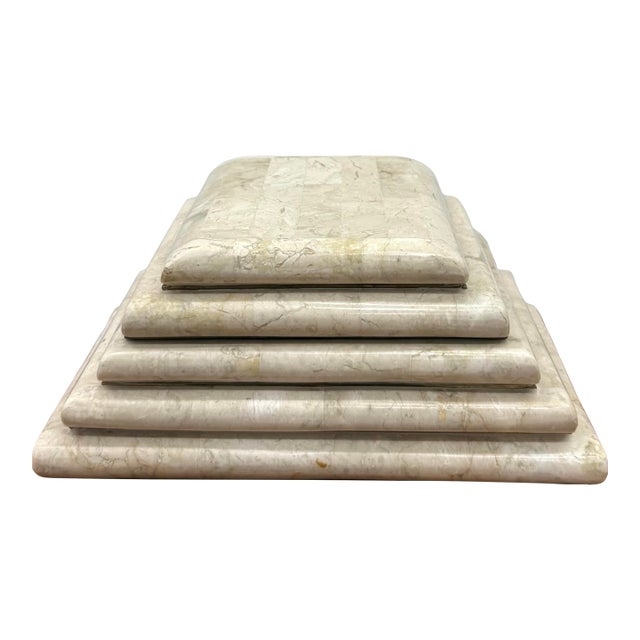 Vintage Tessellated Stone Stepped Lidded Box For Sale