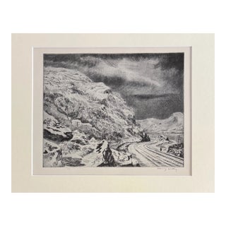 Vintage 1939 Print in 11x14 Mat: Harry Wickey, "Hudson Highlands Under Snow" NY For Sale