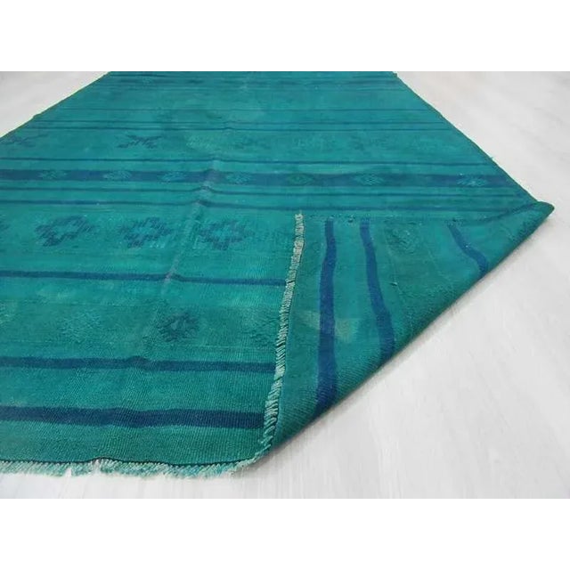Handwoven Vintage Blue Overdyed Turkish Kilim Rug - 5'2" X 9'8" For Sale In Los Angeles - Image 6 of 6