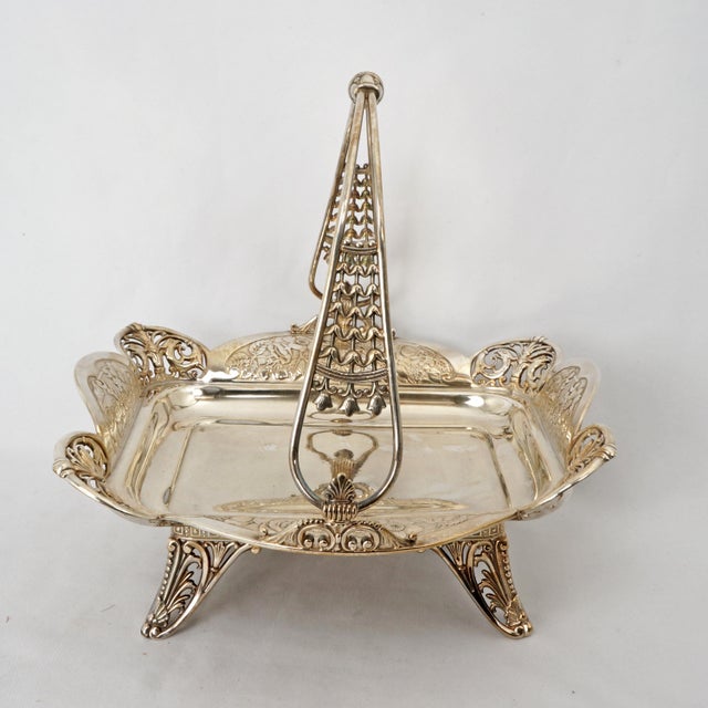 Victorian Late 19th Century James Tufts Victorian Silver Plate Cake Basket Circa 1870 For Sale - Image 3 of 12