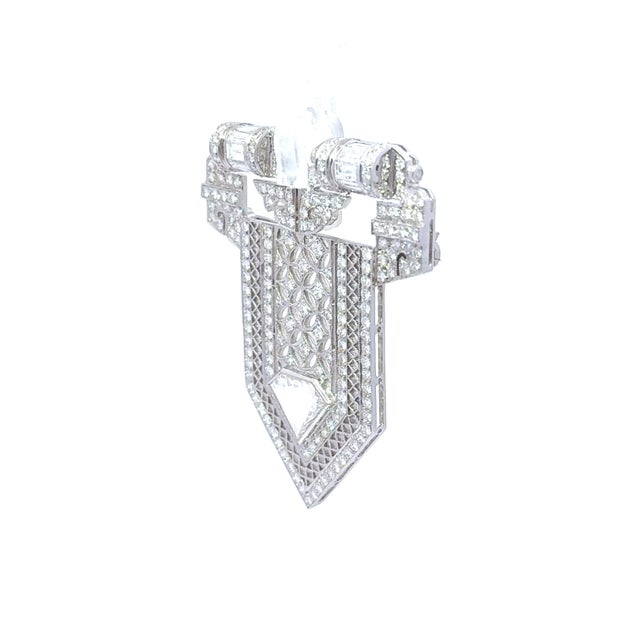 Early 21st Century Antique-Style Diamond 18k White Gold Lapel Brooch For Sale - Image 5 of 6