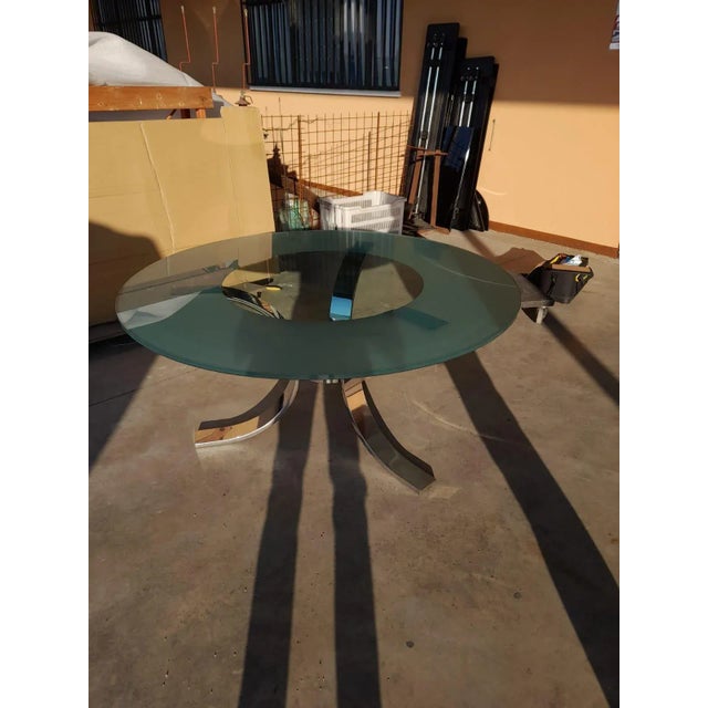 Vintage Glass Table with Chromed Legs, 1970s For Sale - Image 3 of 11