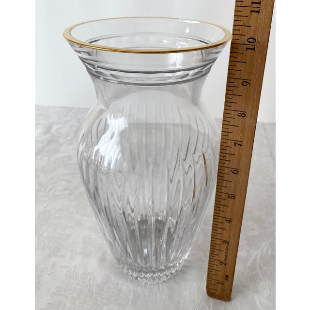Waterford Crystal Waterford Clear Crystal With Gold Rim Marquis Hanover Gold Vase Vintage Mint Condition For Sale - Image 4 of 12